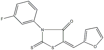 3-(3-fluorophenyl)-5-(2-furylmethylene)-2-thioxo-1,3-thiazolidin-4-one Struktur