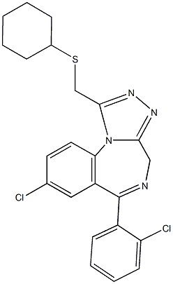 [8-chloro-6-(2-chlorophenyl)-4H-[1,2,4]triazolo[4,3-a][1,4]benzodiazepin-1-yl]methyl cyclohexyl sulfide Struktur