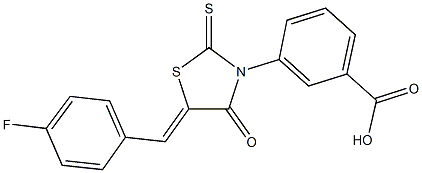 3-[5-(4-fluorobenzylidene)-4-oxo-2-thioxo-1,3-thiazolidin-3-yl]benzoic acid Struktur