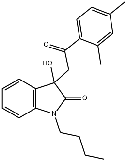 1-butyl-3-[2-(2,4-dimethylphenyl)-2-oxoethyl]-3-hydroxy-1,3-dihydro-2H-indol-2-one,863023-71-6,结构式