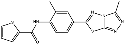 N-[2-methyl-4-(3-methyl[1,2,4]triazolo[3,4-b][1,3,4]thiadiazol-6-yl)phenyl]-2-thiophenecarboxamide 结构式