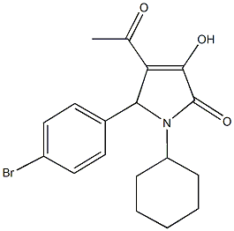 4-acetyl-5-(4-bromophenyl)-1-cyclohexyl-3-hydroxy-1,5-dihydro-2H-pyrrol-2-one 化学構造式