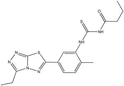 N-butyryl-N'-[5-(3-ethyl[1,2,4]triazolo[3,4-b][1,3,4]thiadiazol-6-yl)-2-methylphenyl]thiourea Structure