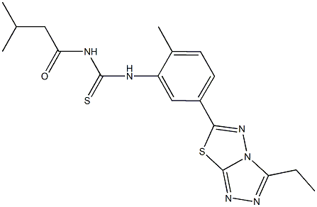 N-[5-(3-ethyl[1,2,4]triazolo[3,4-b][1,3,4]thiadiazol-6-yl)-2-methylphenyl]-N'-(3-methylbutanoyl)thiourea 结构式