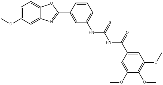 N-[3-(5-methoxy-1,3-benzoxazol-2-yl)phenyl]-N'-(3,4,5-trimethoxybenzoyl)thiourea,865100-08-9,结构式