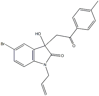 1-allyl-5-bromo-3-hydroxy-3-[2-(4-methylphenyl)-2-oxoethyl]-1,3-dihydro-2H-indol-2-one Struktur