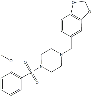 2-{[4-(1,3-benzodioxol-5-ylmethyl)-1-piperazinyl]sulfonyl}-4-methylphenyl methyl ether Structure