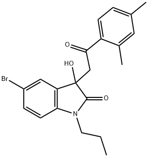 5-bromo-3-[2-(2,4-dimethylphenyl)-2-oxoethyl]-3-hydroxy-1-propyl-1,3-dihydro-2H-indol-2-one Struktur