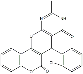 7-(2-chlorophenyl)-10-methyl-7,9-dihydro-6H,8H-chromeno[3',4':5,6]pyrano[2,3-d]pyrimidine-6,8-dione|