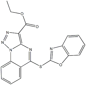 ethyl 5-(1,3-benzoxazol-2-ylsulfanyl)[1,2,3]triazolo[1,5-a]quinazoline-3-carboxylate 化学構造式