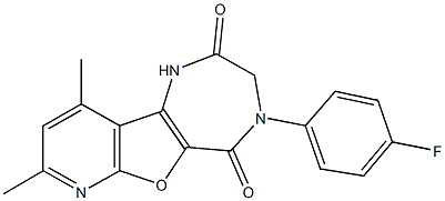 4-(4-fluorophenyl)-8,10-dimethyl-3,4-dihydro-1H-pyrido[3',2':4,5]furo[3,2-e][1,4]diazepine-2,5-dione 结构式