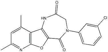4-(3-chlorophenyl)-8,10-dimethyl-3,4-dihydro-1H-pyrido[3',2':4,5]furo[3,2-e][1,4]diazepine-2,5-dione,866735-24-2,结构式