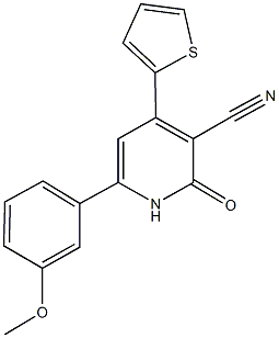 6-(3-methoxyphenyl)-2-oxo-4-(2-thienyl)-1,2-dihydro-3-pyridinecarbonitrile 化学構造式