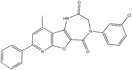4-(3-chlorophenyl)-10-methyl-8-phenyl-3,4-dihydro-1H-pyrido[3',2':4,5]furo[3,2-e][1,4]diazepine-2,5-dione,866735-67-3,结构式
