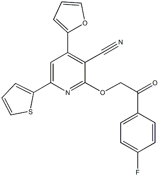 2-[2-(4-fluorophenyl)-2-oxoethoxy]-4-(2-furyl)-6-(2-thienyl)nicotinonitrile,866735-70-8,结构式