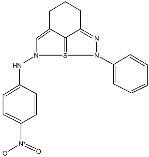 N-(4-nitrophenyl)-2-phenyl-2,6,7,8-tetrahydro-4H-3lambda~4~-isothiazolo[4,5,1-hi][1,2,3]benzothiadiazol-4-amine Struktur