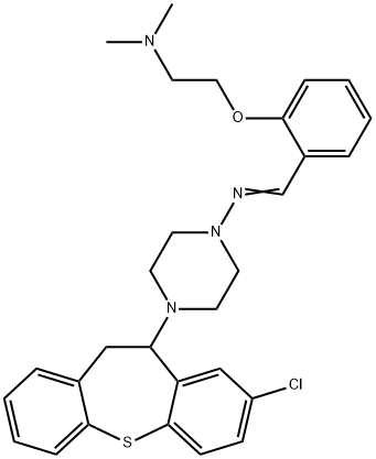 N-[4-(8-chloro-10,11-dihydrodibenzo[b,f]thiepin-10-yl)-1-piperazinyl]-N-{2-[2-(dimethylamino)ethoxy]benzylidene}amine 化学構造式