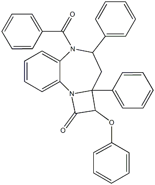 5-benzoyl-2-phenoxy-2a,4-diphenyl-2a,3,4,5-tetrahydroazeto[1,2-a][1,5]benzodiazepin-1(2H)-one Structure