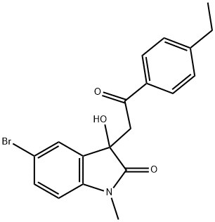 5-bromo-3-[2-(4-ethylphenyl)-2-oxoethyl]-3-hydroxy-1-methyl-1,3-dihydro-2H-indol-2-one Struktur