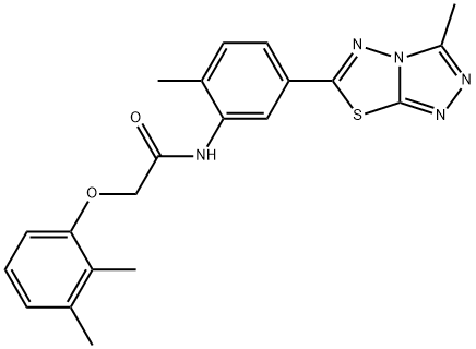 2-(2,3-dimethylphenoxy)-N-[2-methyl-5-(3-methyl[1,2,4]triazolo[3,4-b][1,3,4]thiadiazol-6-yl)phenyl]acetamide 化学構造式