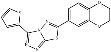 6-(2,3-dihydro-1,4-benzodioxin-6-yl)-3-(2-thienyl)[1,2,4]triazolo[3,4-b][1,3,4]thiadiazole 结构式