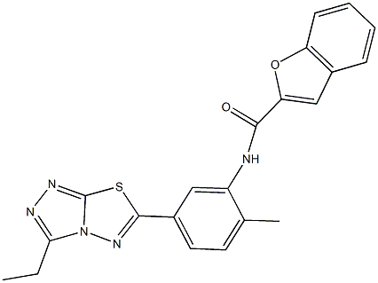 N-[5-(3-ethyl[1,2,4]triazolo[3,4-b][1,3,4]thiadiazol-6-yl)-2-methylphenyl]-1-benzofuran-2-carboxamide 结构式