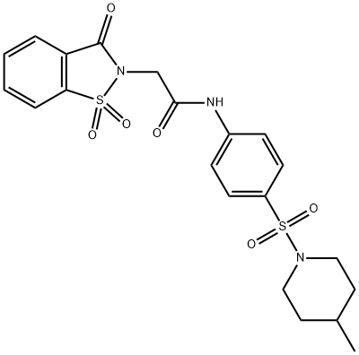 2-(1,1-dioxido-3-oxo-1,2-benzisothiazol-2(3H)-yl)-N-{4-[(4-methyl-1-piperidinyl)sulfonyl]phenyl}acetamide Structure