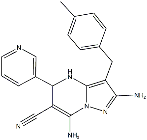 2,7-diamino-3-(4-methylbenzyl)-5-(3-pyridinyl)-4,5-dihydropyrazolo[1,5-a]pyrimidine-6-carbonitrile Structure