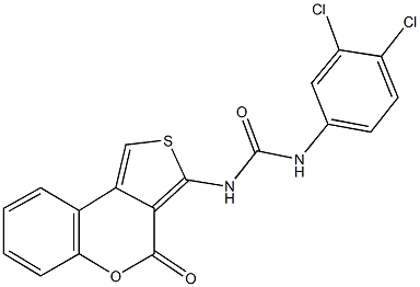 N-(3,4-dichlorophenyl)-N'-(4-oxo-4H-thieno[3,4-c]chromen-3-yl)urea Structure