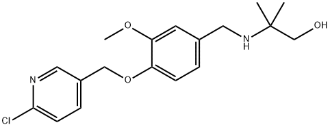 2-({4-[(6-chloro-3-pyridinyl)methoxy]-3-methoxybenzyl}amino)-2-methyl-1-propanol 化学構造式