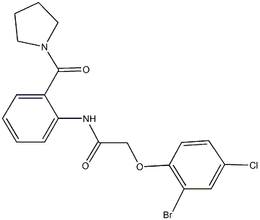 2-(2-bromo-4-chlorophenoxy)-N-[2-(1-pyrrolidinylcarbonyl)phenyl]acetamide Structure