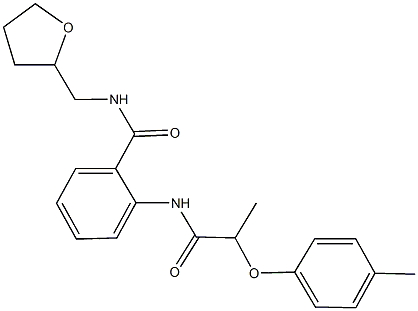 2-{[2-(4-methylphenoxy)propanoyl]amino}-N-(tetrahydro-2-furanylmethyl)benzamide Struktur