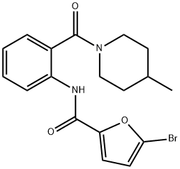 5-bromo-N-{2-[(4-methyl-1-piperidinyl)carbonyl]phenyl}-2-furamide 结构式