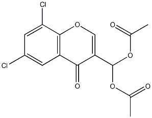 (acetyloxy)(6,8-dichloro-4-oxo-4H-chromen-3-yl)methyl acetate 结构式