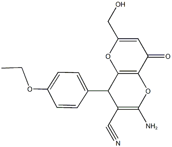 2-amino-4-(4-ethoxyphenyl)-6-(hydroxymethyl)-8-oxo-4,8-dihydropyrano[3,2-b]pyran-3-carbonitrile Structure