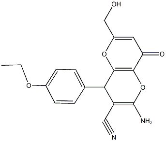 2-amino-4-(4-ethoxyphenyl)-6-(hydroxymethyl)-8-oxo-4,8-dihydropyrano[3,2-b]pyran-3-carbonitrile,876709-81-8,结构式