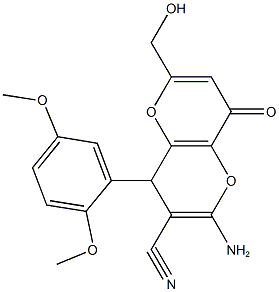 2-amino-4-(2,5-dimethoxyphenyl)-6-(hydroxymethyl)-8-oxo-4,8-dihydropyrano[3,2-b]pyran-3-carbonitrile,876709-89-6,结构式