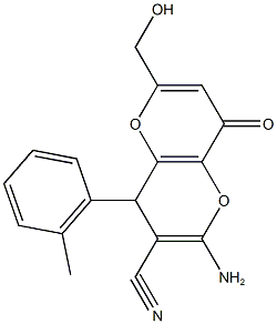 2-amino-6-(hydroxymethyl)-4-(2-methylphenyl)-8-oxo-4,8-dihydropyrano[3,2-b]pyran-3-carbonitrile 结构式