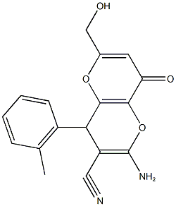 2-amino-6-(hydroxymethyl)-4-(2-methylphenyl)-8-oxo-4,8-dihydropyrano[3,2-b]pyran-3-carbonitrile,876709-95-4,结构式