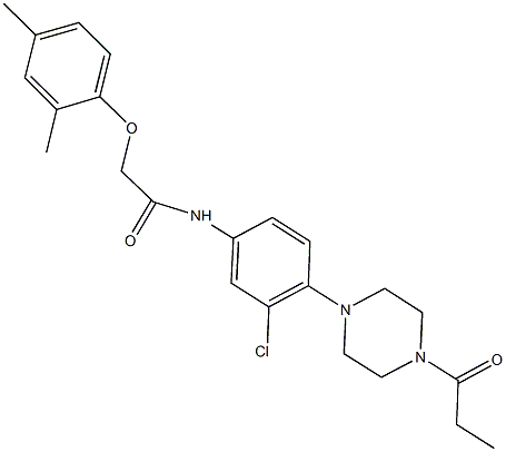 N-[3-chloro-4-(4-propionyl-1-piperazinyl)phenyl]-2-(2,4-dimethylphenoxy)acetamide,876885-12-0,结构式