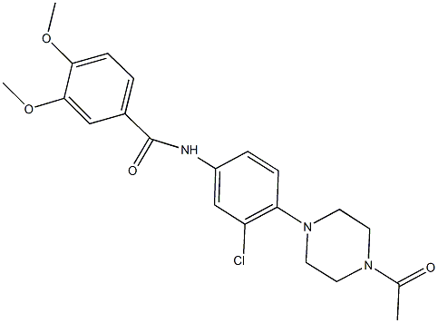 N-[4-(4-acetyl-1-piperazinyl)-3-chlorophenyl]-3,4-dimethoxybenzamide Struktur