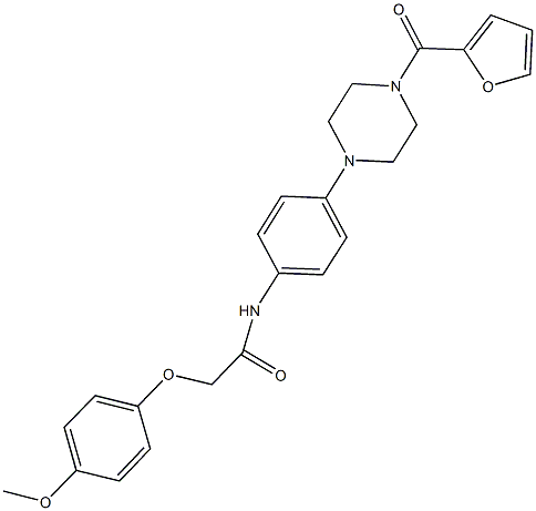 N-{4-[4-(2-furoyl)-1-piperazinyl]phenyl}-2-(4-methoxyphenoxy)acetamide 化学構造式