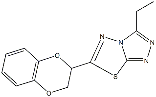 6-(2,3-dihydro-1,4-benzodioxin-2-yl)-3-ethyl[1,2,4]triazolo[3,4-b][1,3,4]thiadiazole Struktur