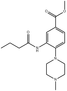 methyl 3-(butyrylamino)-4-(4-methyl-1-piperazinyl)benzoate Struktur