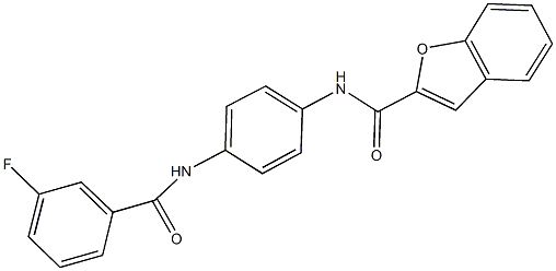 N-{4-[(3-fluorobenzoyl)amino]phenyl}-1-benzofuran-2-carboxamide 化学構造式