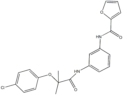 N-(3-{[2-(4-chlorophenoxy)-2-methylpropanoyl]amino}phenyl)-2-furamide Structure