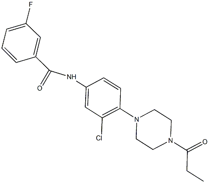 N-[3-chloro-4-(4-propionyl-1-piperazinyl)phenyl]-3-fluorobenzamide Structure