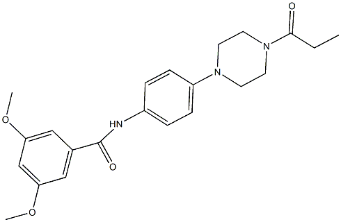 3,5-dimethoxy-N-[4-(4-propionyl-1-piperazinyl)phenyl]benzamide Structure