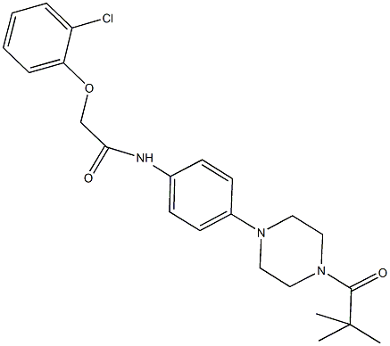 2-(2-chlorophenoxy)-N-{4-[4-(2,2-dimethylpropanoyl)-1-piperazinyl]phenyl}acetamide 化学構造式