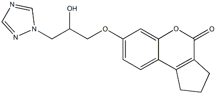 7-[2-hydroxy-3-(1H-1,2,4-triazol-1-yl)propoxy]-2,3-dihydrocyclopenta[c]chromen-4(1H)-one Struktur